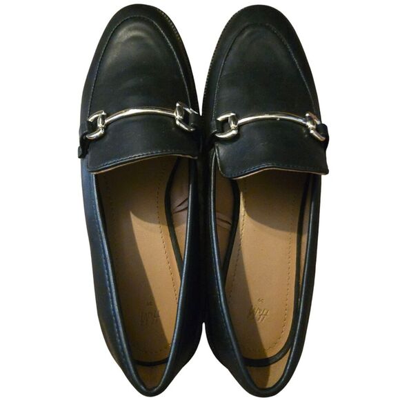 H&M Loafers Size 8/39 Horse Bit Buckle Shoe Black/Gold Preppy Old Money - Picture 8 of 13